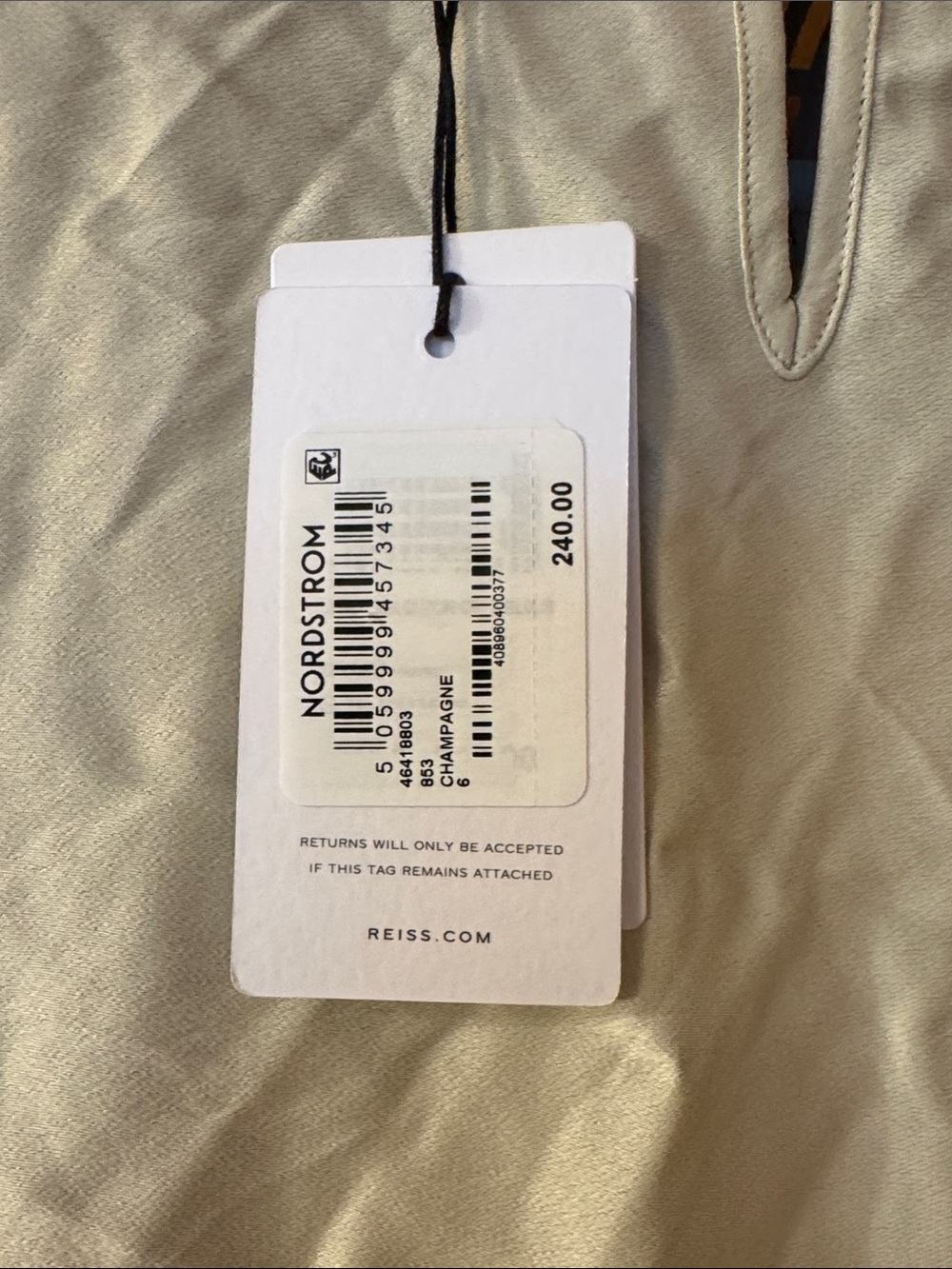 Reiss 100% Viscose Light Beige Tie-Detail Balloon Sleeve Top - Picture 8 of 12